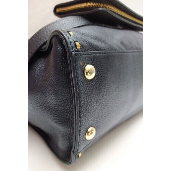 Michael Kors Hamilton Black Leather Satchel Shoulder Bag w/ Matching Wallet - Picture 7 of 13